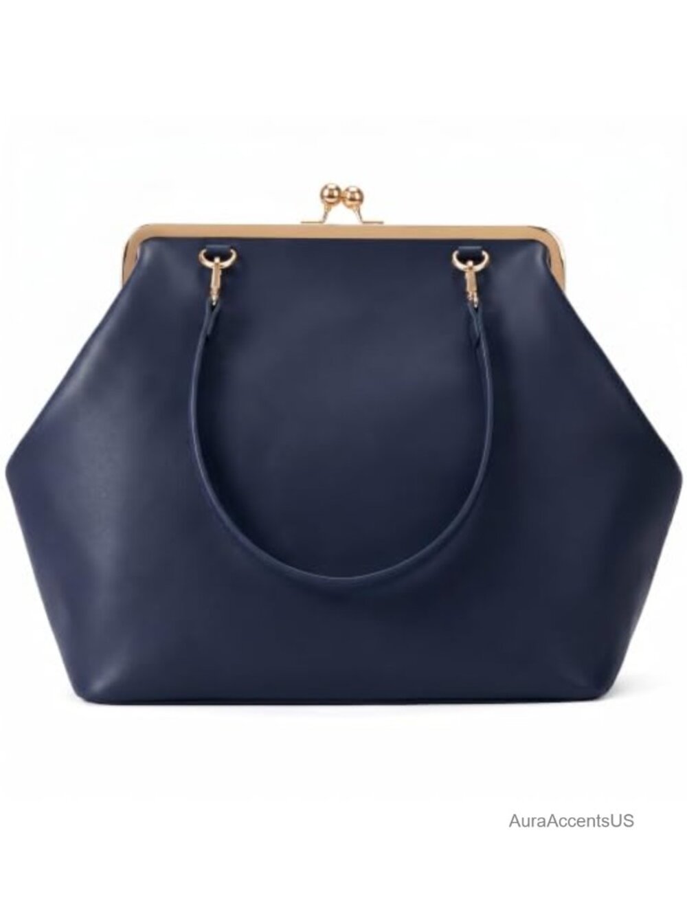 Kiss Lock Frame Handbag PU Leather Shoulder Tote Hobo Clutch Purse Women